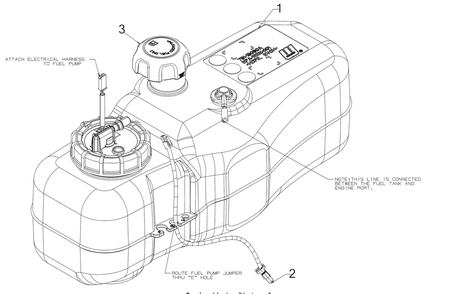 Fuel Tank Diagram and Parts List for RZT-SX46EFI (17RWCBYN010)(2021) Cub Cadet Lawn Tractor